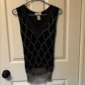 Puli Black beeded Sleeveless Top